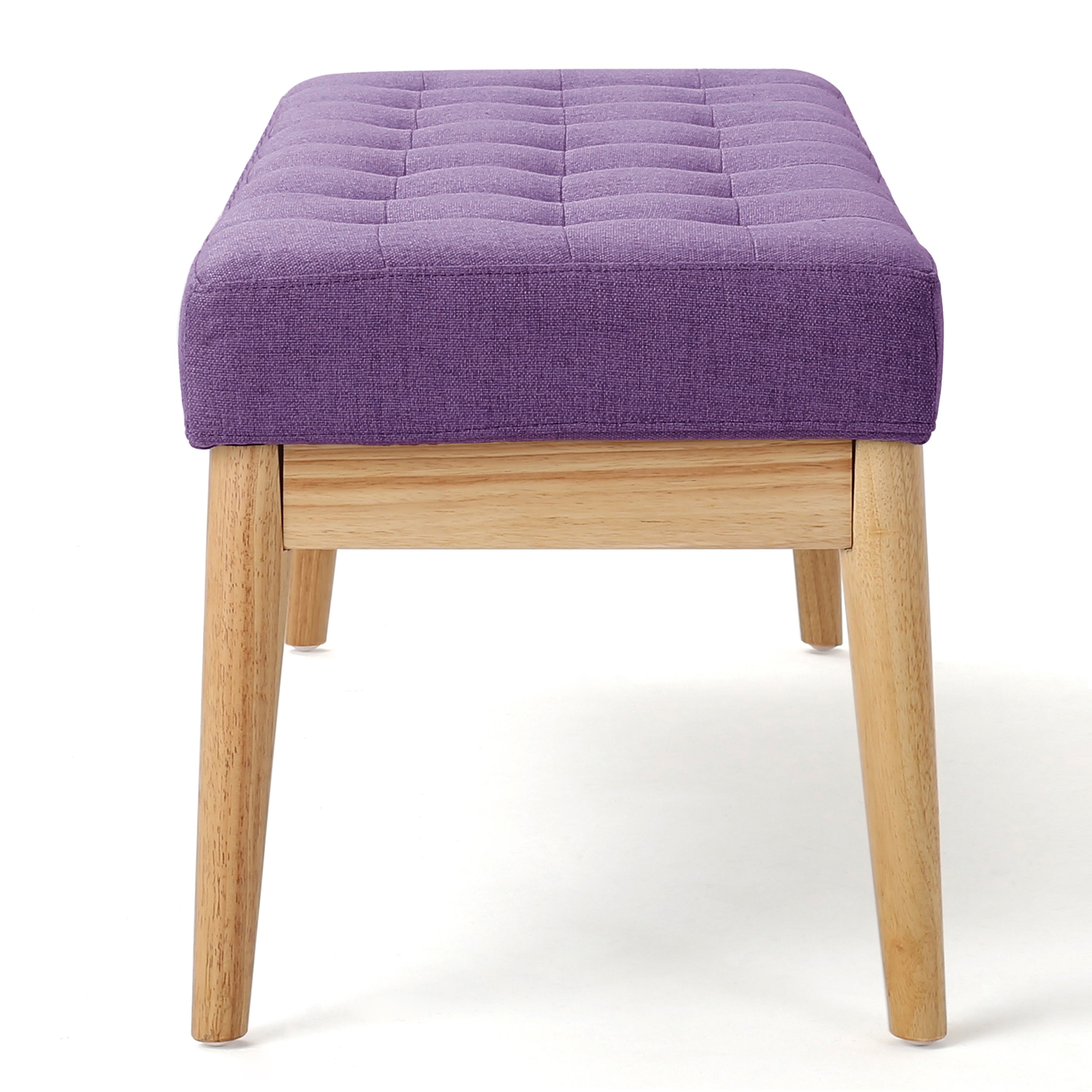 Christopher Knight Home Mid-Century Modern Tufted Upholstered Bench with Birch Wood Legs