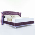 Christopher Knight Home Modern Velvet Wingback Tufted Platform Bed with Nailhead Trim and Silver Legs