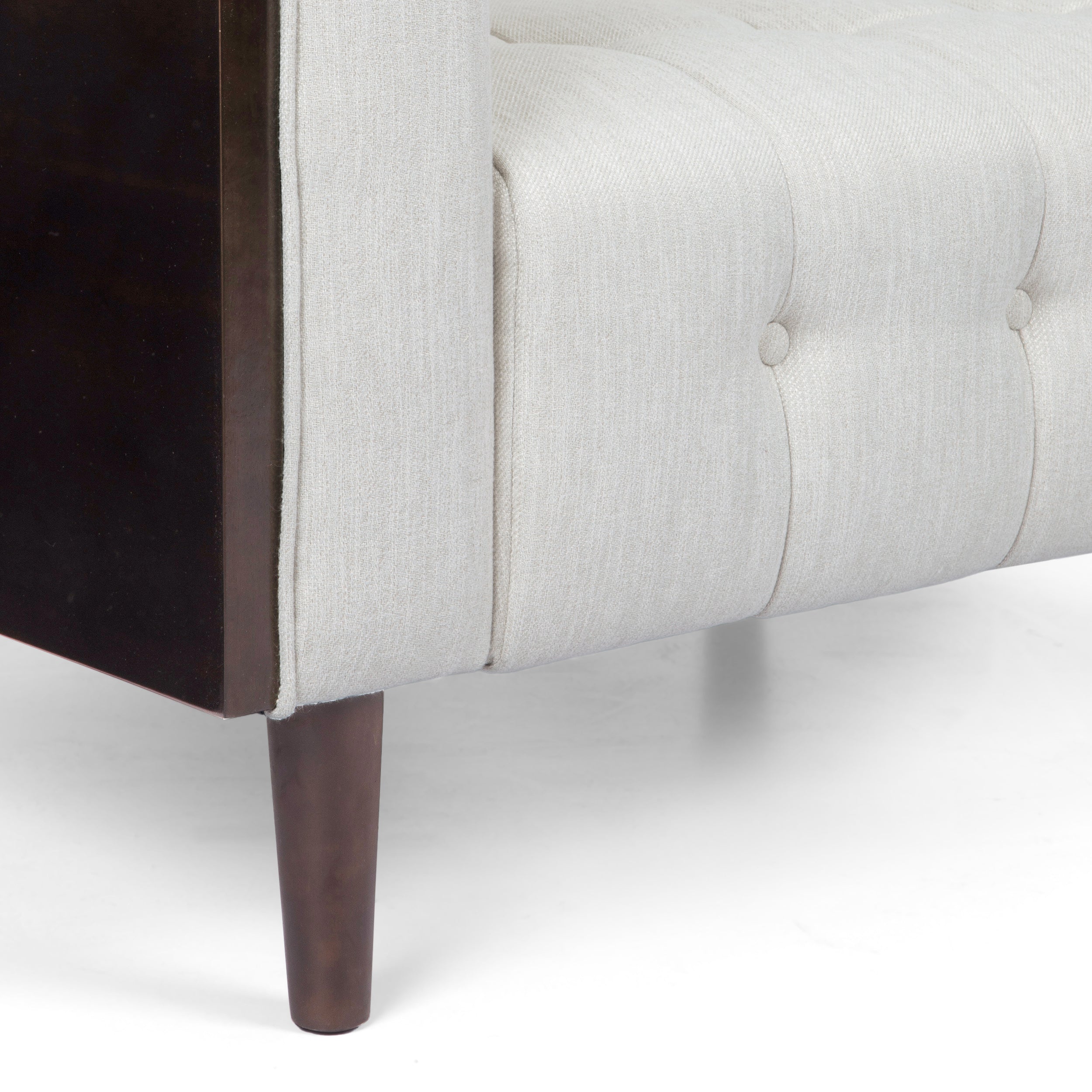 Stylish Mid-Century Modern Three-Seater Sofa with Button-Tufted Waffle Stitch