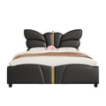 Christopher Knight Home Butterfly-Headboard PU Leather Platform Bed with Wood Slats & Metal Accents