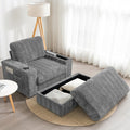 GDFStudio David 42" Indoor Reclining Sleeper Chaise Lounge with Storage Ottoman, Gray