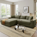 Christopher Knight Home Tess Oversized Corduroy Upholstered Sectional Sofa with Charging Ports and Cup Holders, Green