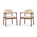 Christopher Knight Home Contemporary Jessica Rubberwood Faux Leather Upholstered Dining Chairs (Set of 2), Dark Walnut/Beige