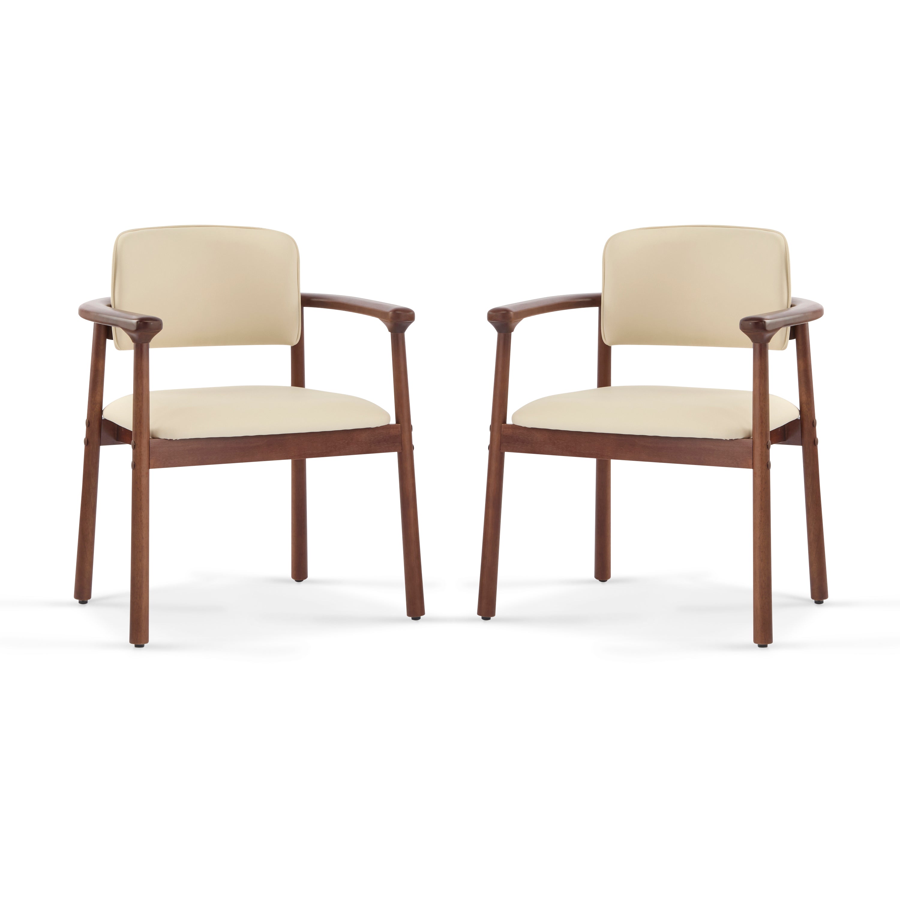 Christopher Knight Home Contemporary Jessica Rubberwood Faux Leather Upholstered Dining Chairs (Set of 2), Dark Walnut/Beige