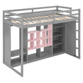 Wooden Loft Bed with Wardrobe & Colorful Storage Shelves, Space-Saving Teen Loft Bed with Reversible Stairs
