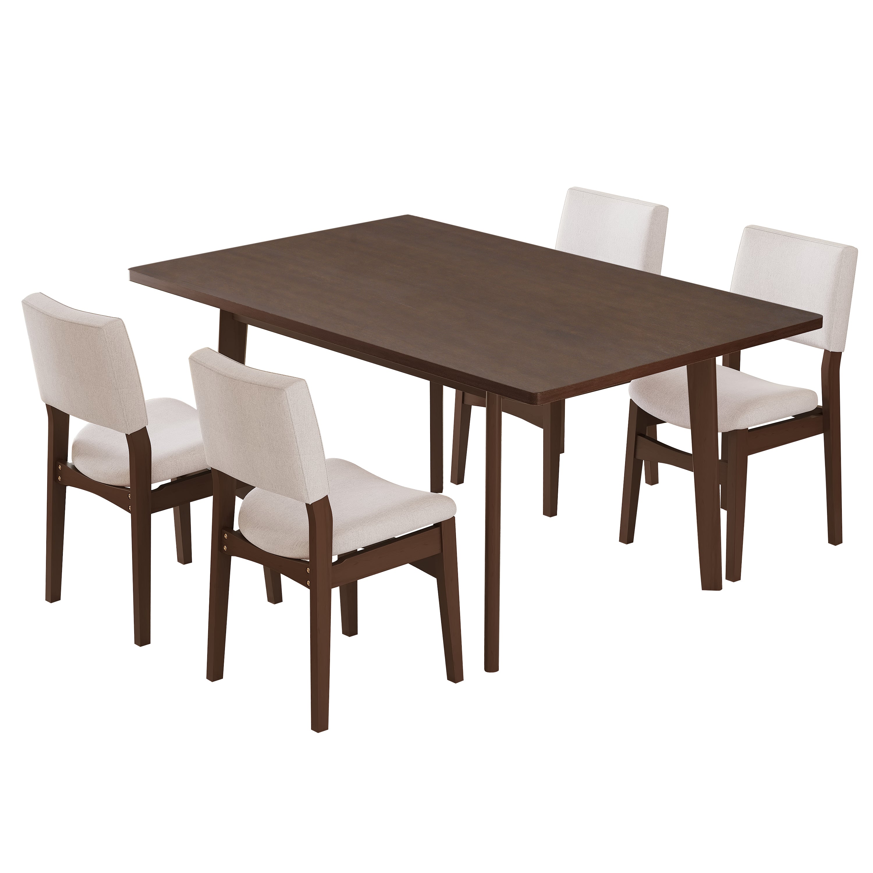 GDF Studio 5-Piece Dining Table Set with Stackable Chairs, Wood Kitchen Table Set for 4