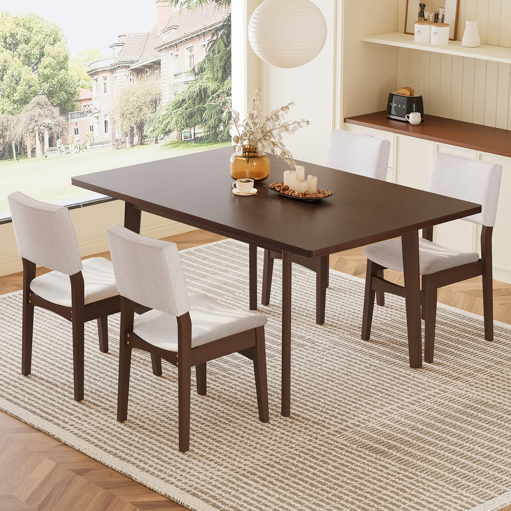 GDF Studio 5-Piece Dining Table Set with Stackable Chairs, Wood Kitchen Table Set for 4