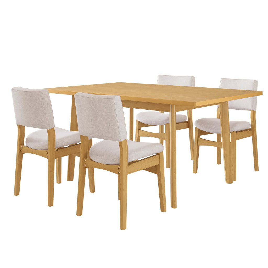 GDF Studio 5-Piece Dining Table Set with Stackable Chairs, Wood Kitchen Table Set for 4