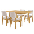 GDF Studio 5-Piece Dining Table Set with Stackable Chairs, Wood Kitchen Table Set for 4