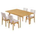 GDF Studio 5-Piece Dining Table Set with Stackable Chairs, Wood Kitchen Table Set for 4