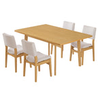 GDF Studio 5-Piece Dining Table Set with Stackable Chairs, Wood Kitchen Table Set for 4