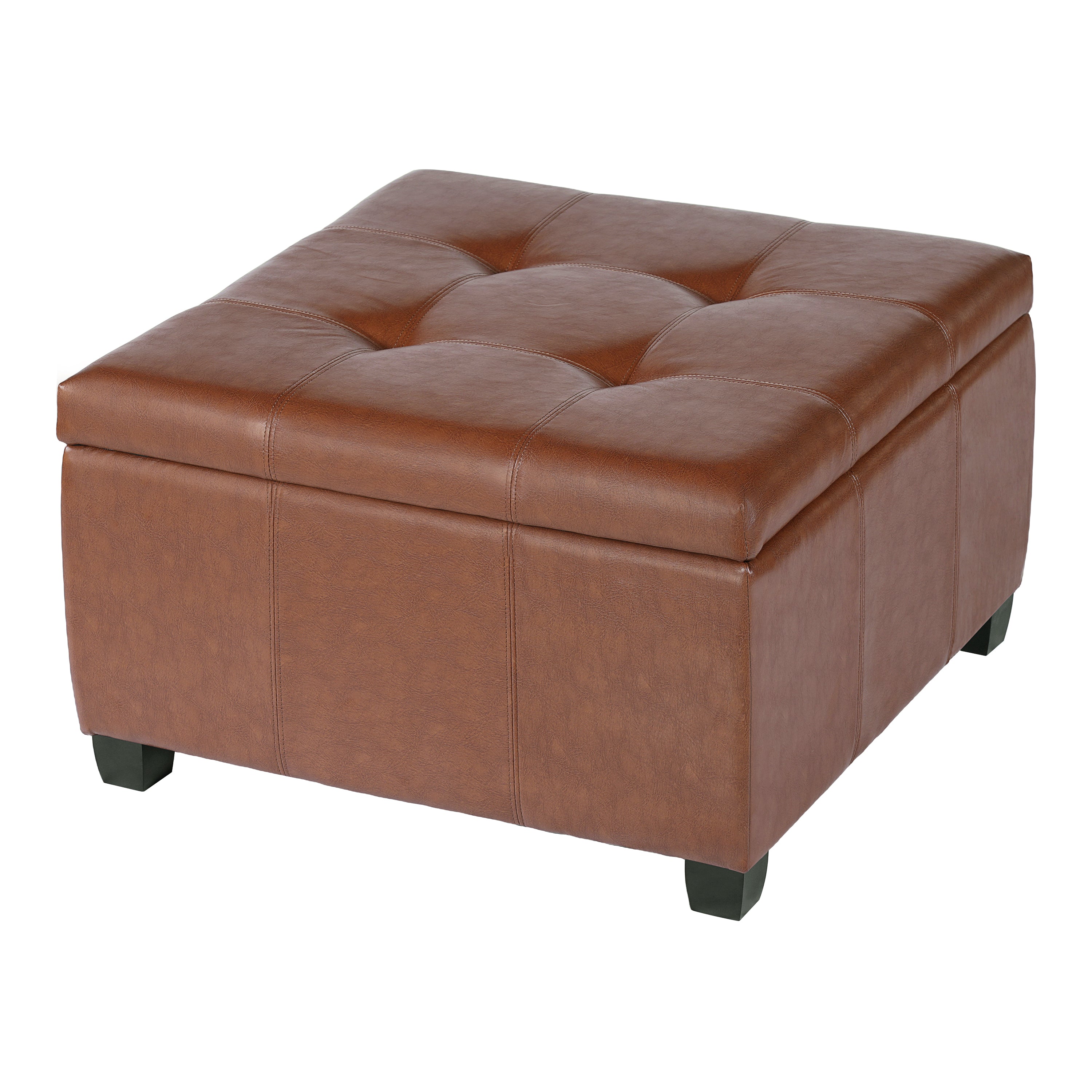 Christopher Knight Home Michiko Modern Wooden Faux Leather Upholstered Storage Ottoman, Brown