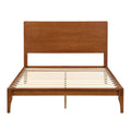 GDFStudio Ruby Mid-Century Modern Bamboo Wood Platform Bed with Wood Slat Metal Support, Full Size, Brown