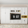 Twin Size Murphy Bed with TV Stand, Storage Drawers & Cabinets, Space-Saving Wall Bed for Small Rooms