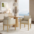Christopher Knight Home Keera Modern Rubberwood Linen Upholstered Armchairs (Set of 4), Beige/Natural