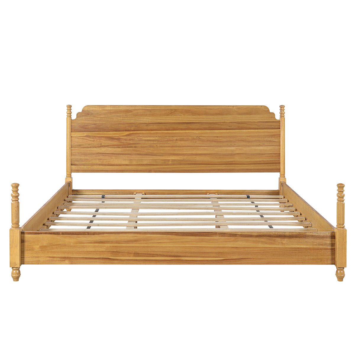 Christopher Knight Home Lionel Farmhouse Bed Frame with Curved Headboard and Turned Legs, Brown, King