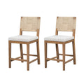 Christopher Knight Home Ororon Boho Rubberwood Rattan Upholstered Counter Stools (Set of 2), Brown/Gray