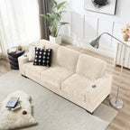 GDFStudio Everly 84" Corduroy Couch with Built-In Cup Holders, Beige