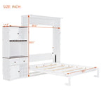 Queen Size Murphy Bed with Storage, Wine Rack & LED Lights – Space-Saving Wall Bed with Cabinets & Shelves for Modern Apartments