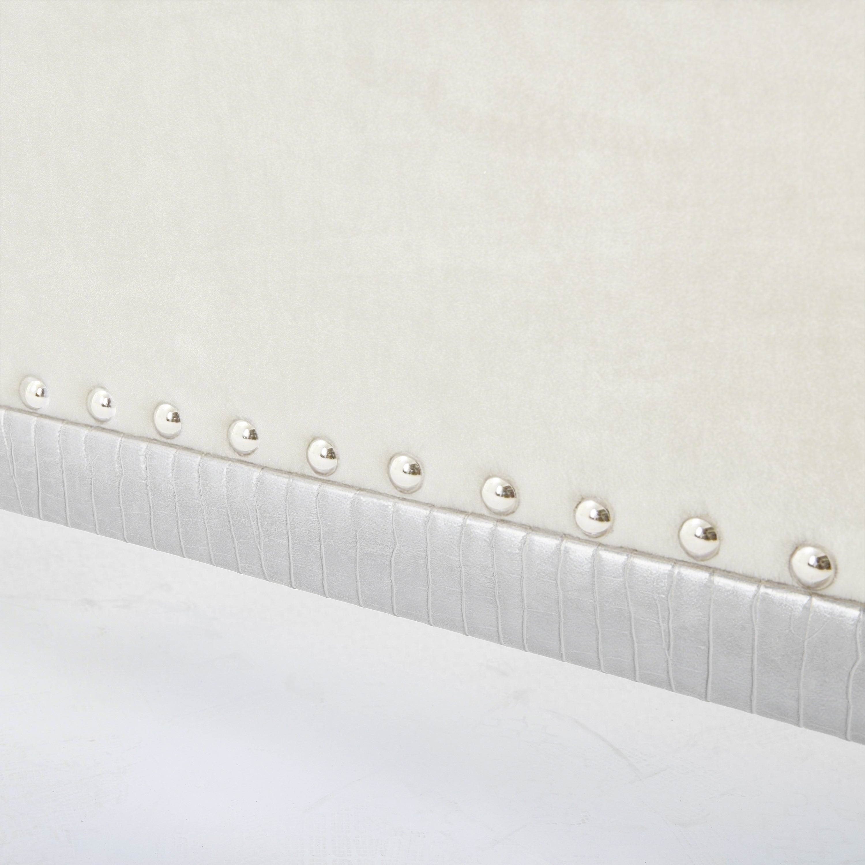 Christopher Knight Home Modern Velvet Wingback Tufted Platform Bed with Nailhead Trim and Silver Legs