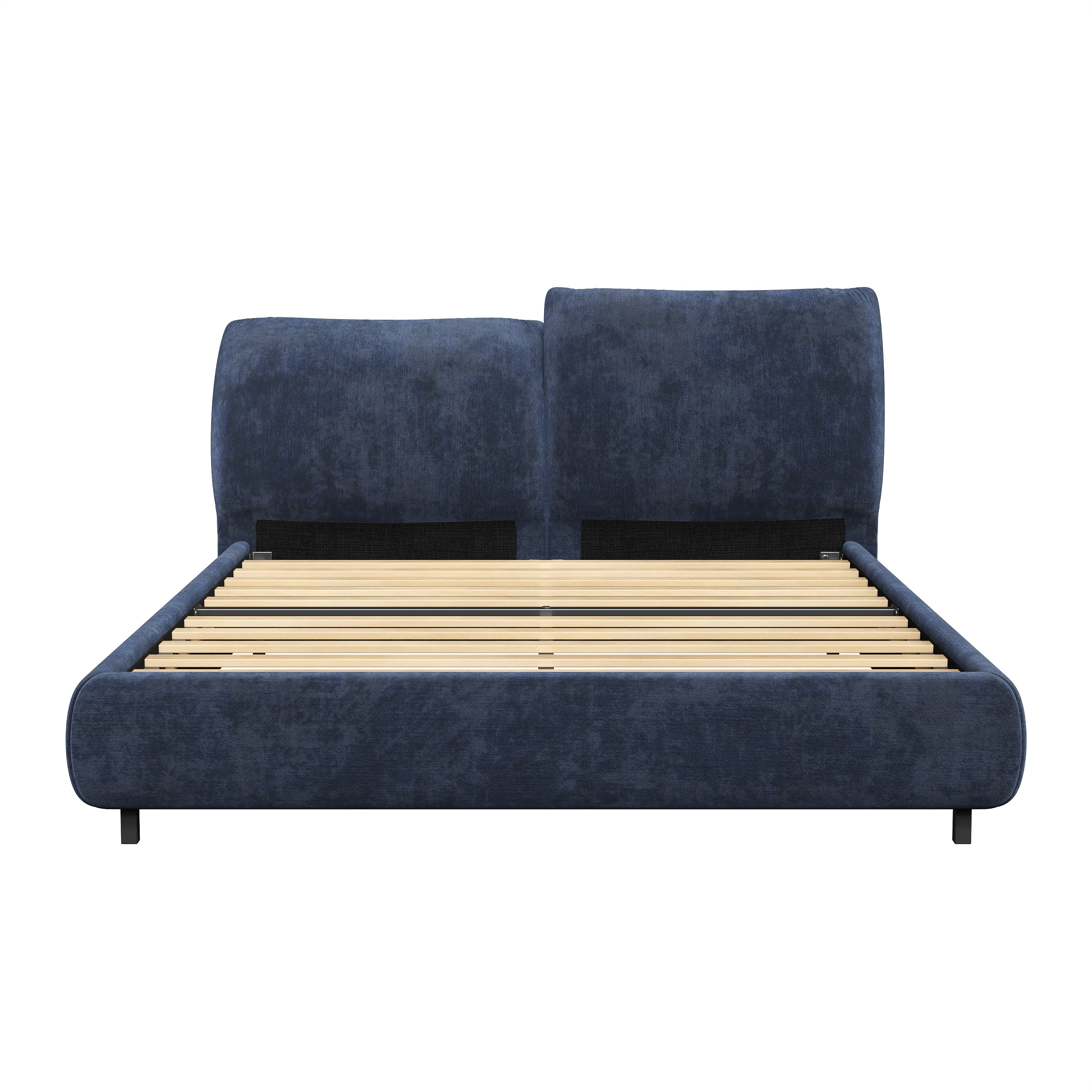 Christopher Knight Home Modern Fabric Upholstered Bed with Adjustable Cushion Headboard & Wood Slat Support