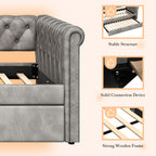 Christopher Knight Home Upholstered Velvet Daybed with Pull-Out Trundle & Tufted Backrest