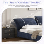 Christopher Knight Home Modern Fabric Upholstered Bed with Adjustable Cushion Headboard & Wood Slat Support