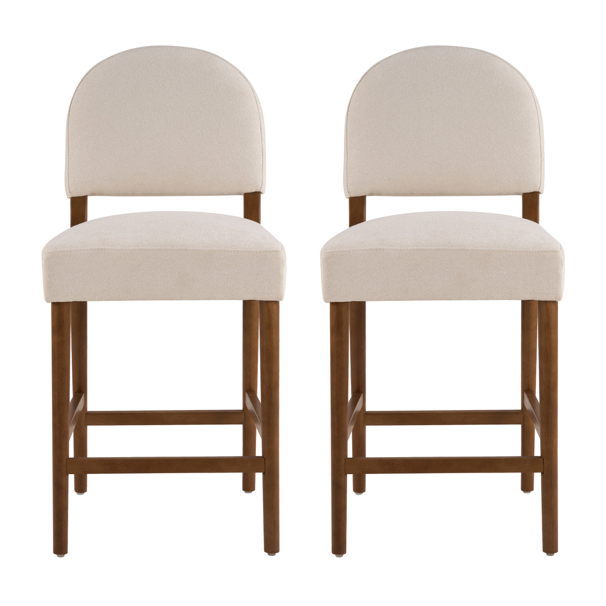 Christopher Knight Home Elisea Transitional Rubberwood Upholstered Counter Stools (Set of 2), Beige