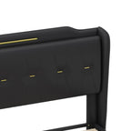 Christopher Knight Home Modern Faux Leather Platform Bed with Gold Metal Accents & Sturdy Wood-Metal Frame