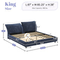 Christopher Knight Home Modern Fabric Upholstered Bed with Adjustable Cushion Headboard & Wood Slat Support