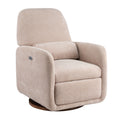 Christopher Knight Home Norwood Wooden Upholstered Power Swivel Recliner Chair with Removable Lumbar Pillow, Almond
