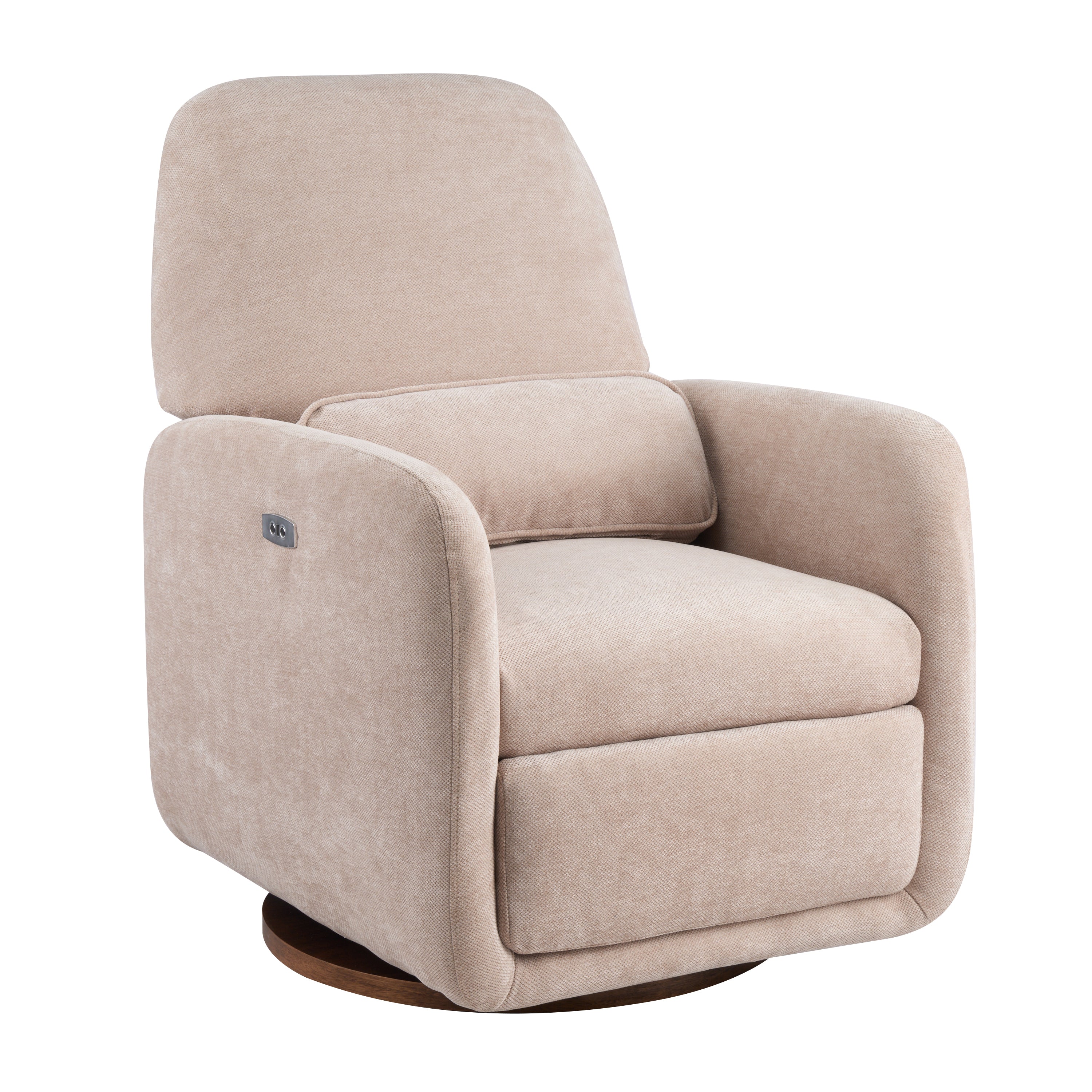 Christopher Knight Home Norwood Wooden Upholstered Power Swivel Recliner Chair with Removable Lumbar Pillow, Almond