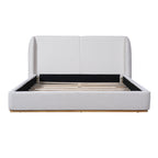 Christopher Knight Home Modern Boucle Upholstered Platform Bed with Solid Wood Base & Wingback Headboard