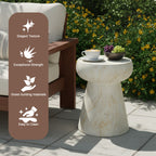 GDFStudio Rivera Modern Mushroom-Shaped Design Outdoor Coffee Table, Beige/Yellow