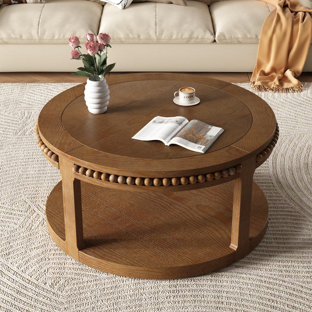 GDFStudio Chiori Modern 2-Tier Wooden 31" Round Coffee Table