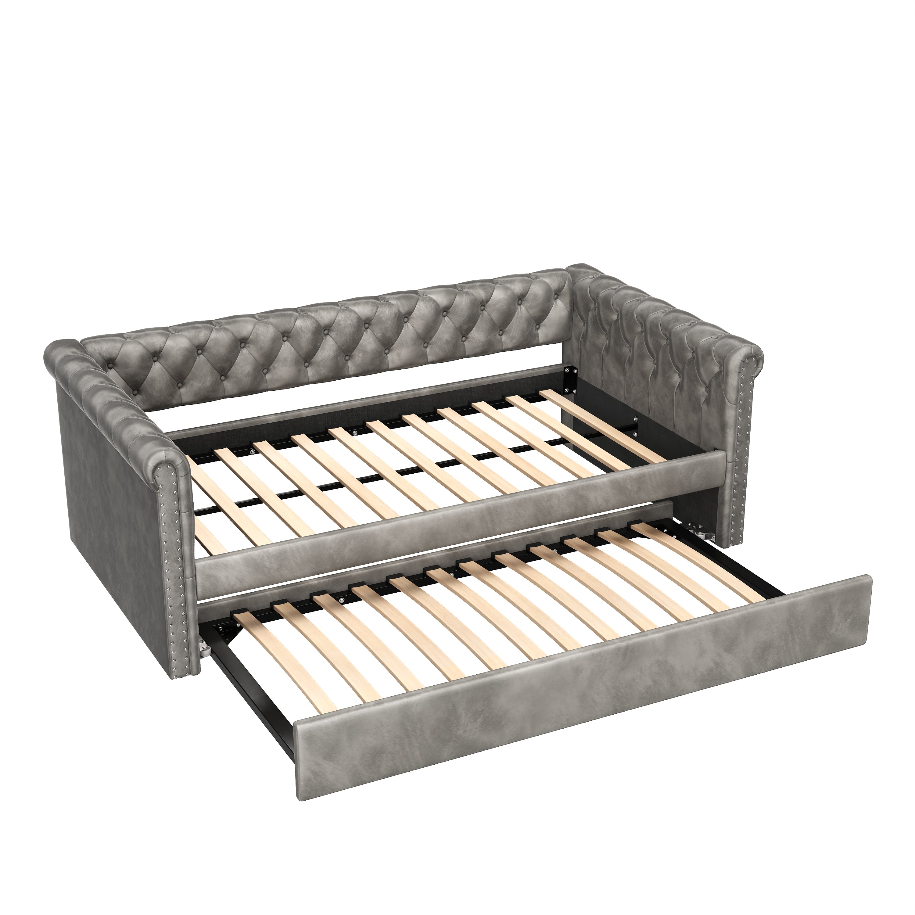 Christopher Knight Home Upholstered Velvet Daybed with Pull-Out Trundle & Tufted Backrest