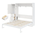 GDFStudio Kiro Modern Metal and Wood Storage Murphy Bed with Wardrobe, Drawers and Folding Design, White, Queen