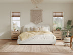 Christopher Knight Home Cotton Linen Upholstered Platform Bed with Solid Wood Legs & Metal Support Frame