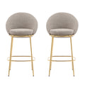 Christopher Knight Home Manlio Indoor Metal Frame Upholstered Barstools with Curved Backrest (Set of 2), Mix Beige/Gold