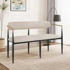 Christopher Knight Home 55-Inch Modern Upholstered Loveseat Settee with Iron Frame & Gold Trim