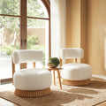 Christopher Knight Home Vyrn Farmhouse Rubberwood Upholstered Chairs with Curved Backrest and Thatched Roof Base (Set of 2), Beige