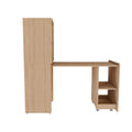 GDFStudio Lyra Modern Foldable Office Desk with Storage Shelves and Wheels?Natural Wood