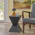 Christopher Knight Home Tess Indoor/Outdoor Geometric Lightweight Concrete Accent Table, Black