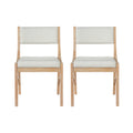 Christopher Knight Home Elodie Mid-Century Modern Upholstered Dining Chair with Curved Rubber Wood Frame (Set of 2), Natural/Beige