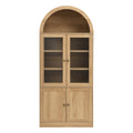 Christopher Knight Home Suada Modern 5-Tier Tall Arched Top Storage Cabinet with 2 Tempered Glass Doors, Natural
