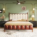Christopher Knight Home Luxury Faux Leather Bed Frame with Curved Headboard & Solid Wood Support