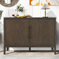 GDFStudio Louisa 47.25" Farmhouse Pine Veneer Storage Buffet Cabinet with Doors and Adjustable Feet, Dark Brown
