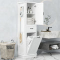 GDFStudio Finn Modern Tall Storage Cabinet with Tilt-Out Compartment and Adjustable Shelves, White
