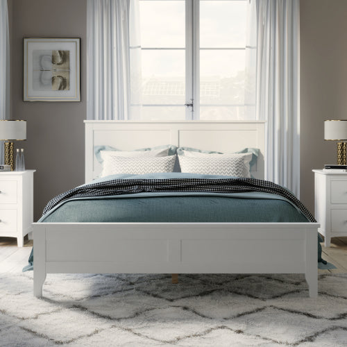 GDFStudio Susan Modern Solid Wood Platform Bed with Headboard, Queen Size