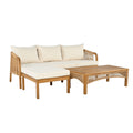 Christopher Knight Home Preston Outdoor Acacia Wood and Wicker 4 Seater Chat Set with Cushions, Teak and Beige